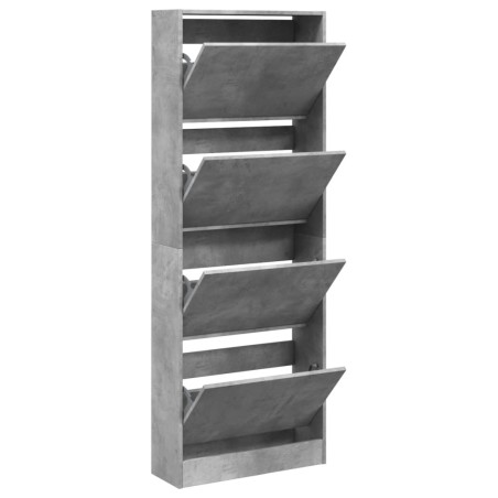 vidaXL Zapatero de madera de ingeniería gris hormigón 60x21x163,5 cm