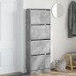 vidaXL Zapatero de madera de ingeniería gris hormigón 60x21x163,5 cm