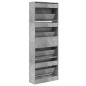 vidaXL Zapatero de madera de ingeniería gris hormigón 60x21x163,5 cm