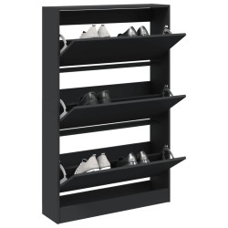 vidaXL Zapatero de madera de ingeniería negro 80x21x125,5 cm