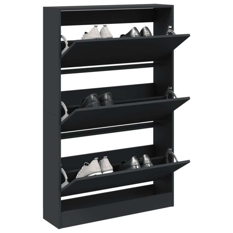 vidaXL Zapatero de madera de ingeniería negro 80x21x125,5 cm