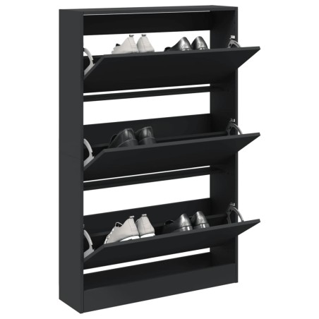 vidaXL Zapatero de madera de ingeniería negro 80x21x125,5 cm