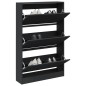 vidaXL Zapatero de madera de ingeniería negro 80x21x125,5 cm