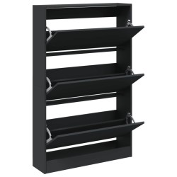 vidaXL Zapatero de madera de ingeniería negro 80x21x125,5 cm