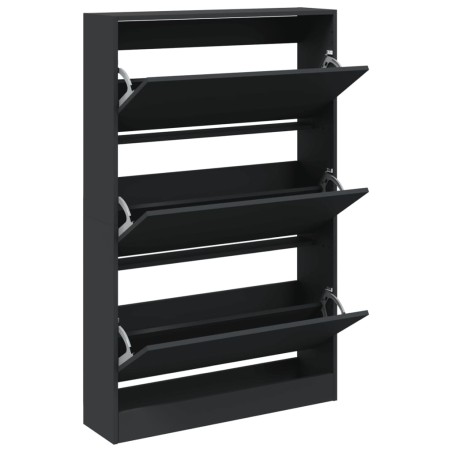 vidaXL Zapatero de madera de ingeniería negro 80x21x125,5 cm