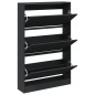 vidaXL Zapatero de madera de ingeniería negro 80x21x125,5 cm
