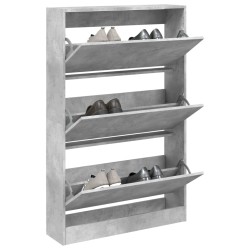 vidaXL Zapatero de madera de ingeniería gris hormigón 80x21x125,5 cm
