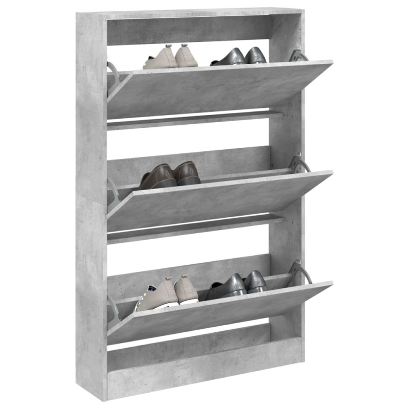 vidaXL Zapatero de madera de ingeniería gris hormigón 80x21x125,5 cm vidaXL Zapatero de madera de ingeniería gris hormigón 80x21x125,5 cm