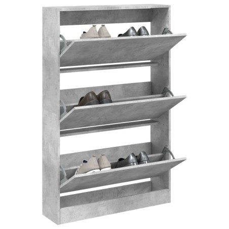 vidaXL Zapatero de madera de ingeniería gris hormigón 80x21x125,5 cm