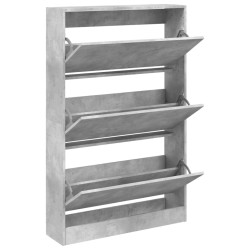 vidaXL Zapatero de madera de ingeniería gris hormigón 80x21x125,5 cm
