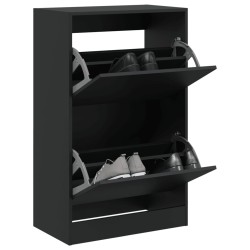 vidaXL Zapatero de madera de ingeniería negro 60x34x96,5 cm