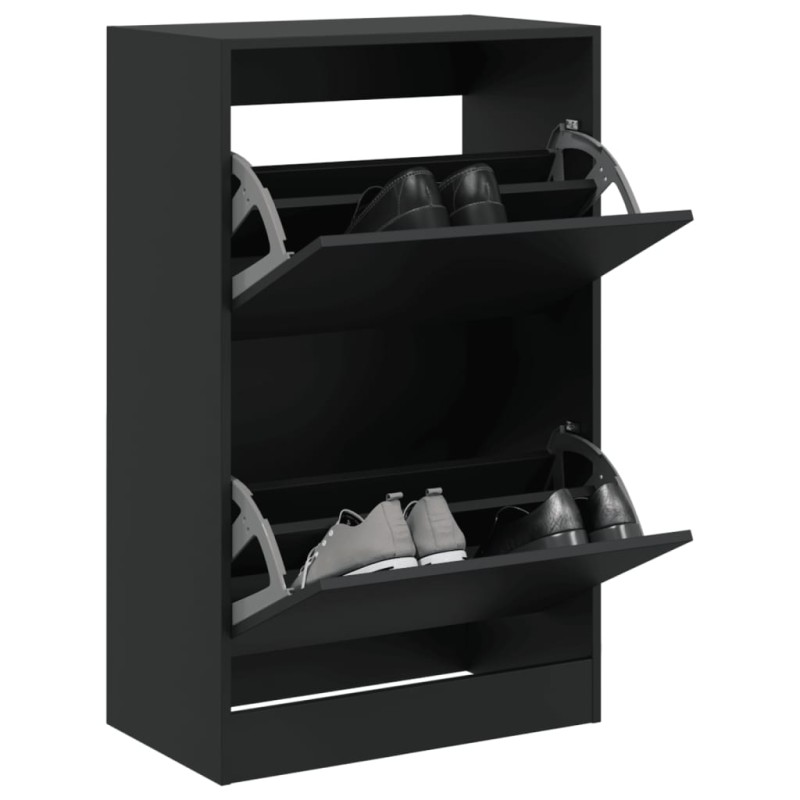 vidaXL Zapatero de madera de ingeniería negro 60x34x96,5 cm vidaXL Zapatero de madera de ingeniería negro 60x34x96,5 cm