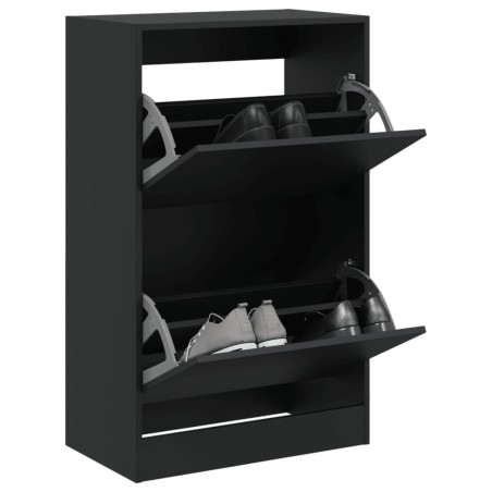 vidaXL Zapatero de madera de ingeniería negro 60x34x96,5 cm