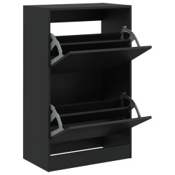 vidaXL Zapatero de madera de ingeniería negro 60x34x96,5 cm