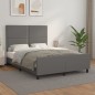 vidaXL Estructura de cama con cabecero cuero sintético gris 140x190 cm vidaXL Estructura de cama con cabecero cuero sintético gris 140x190 cm