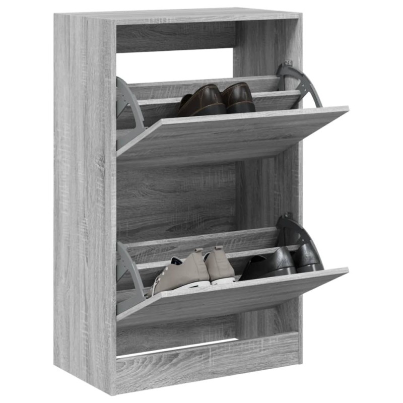 vidaXL Zapatero de madera de ingeniería gris Sonoma 60x34x96,5 cm