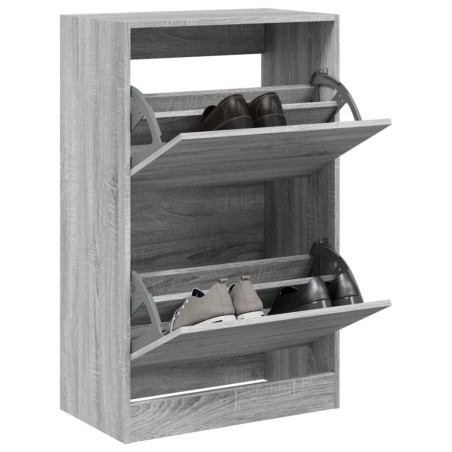 vidaXL Zapatero de madera de ingeniería gris Sonoma 60x34x96,5 cm