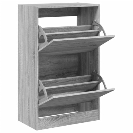 vidaXL Zapatero de madera de ingeniería gris Sonoma 60x34x96,5 cm
