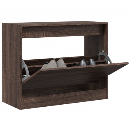 vidaXL Zapatero de madera de ingeniería marrón roble 80x34x63 cm