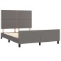 vidaXL Estructura de cama con cabecero cuero sintético gris 140x190 cm vidaXL Estructura de cama con cabecero cuero sintético gris 140x190 cm