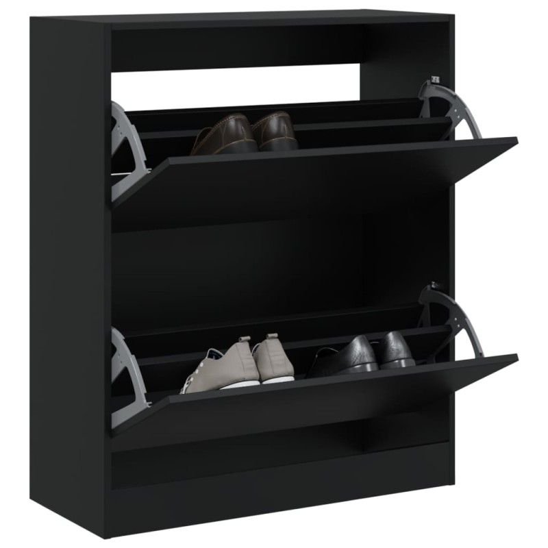 vidaXL Zapatero de madera de ingeniería negro 80x34x96,5 cm