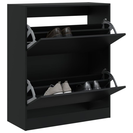 vidaXL Zapatero de madera de ingeniería negro 80x34x96,5 cm