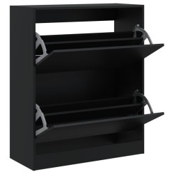 vidaXL Zapatero de madera de ingeniería negro 80x34x96,5 cm