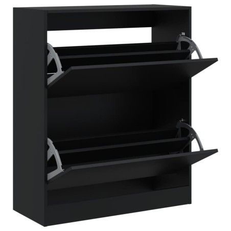 vidaXL Zapatero de madera de ingeniería negro 80x34x96,5 cm