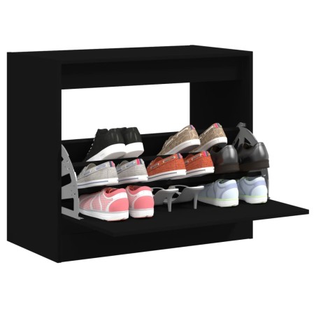 vidaXL Zapatero de madera de ingeniería negro 80x42x69 cm