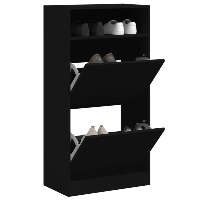 vidaXL Zapatero de madera de ingeniería negro 60x34x116 cm vidaXL Zapatero de madera de ingeniería negro 60x34x116 cm