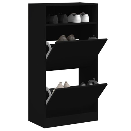 vidaXL Zapatero de madera de ingeniería negro 60x34x116 cm