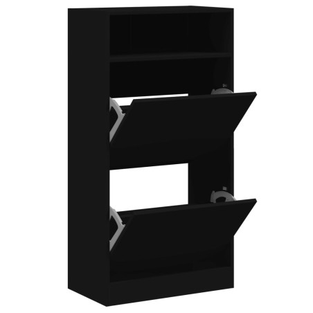 vidaXL Zapatero de madera de ingeniería negro 60x34x116 cm