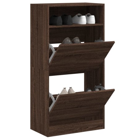 vidaXL Zapatero de madera de ingeniería marrón roble 60x34x116 cm