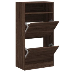 vidaXL Zapatero de madera de ingeniería marrón roble 60x34x116 cm