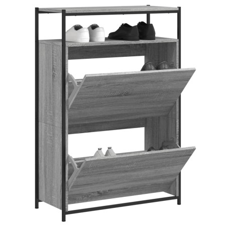 vidaXL Zapatero de madera de ingeniería gris Sonoma 75x34x112 cm