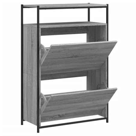 vidaXL Zapatero de madera de ingeniería gris Sonoma 75x34x112 cm