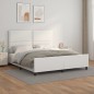 vidaXL Estructura de cama cabecero cuero sintético blanco 180x200 cm vidaXL Estructura de cama cabecero cuero sintético blanco 180x200 cm