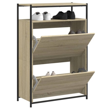 vidaXL Zapatero de madera de ingeniería roble Sonoma 75x34x112 cm