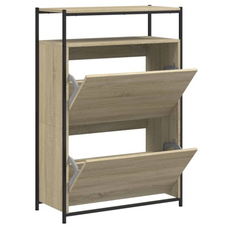 vidaXL Zapatero de madera de ingeniería roble Sonoma 75x34x112 cm