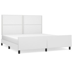 vidaXL Estructura de cama cabecero cuero sintético blanco 180x200 cm