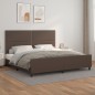 vidaXL Estructura de cama cabecero cuero sintético marrón 200x200 cm vidaXL Estructura de cama cabecero cuero sintético marrón 200x200 cm