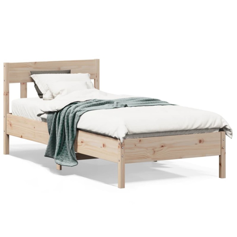 vidaXL Estructura de cama con cabecero madera maciza pino 75x190 cm vidaXL Estructura de cama con cabecero madera maciza pino 75x190 cm