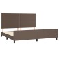 vidaXL Estructura de cama cabecero cuero sintético marrón 200x200 cm vidaXL Estructura de cama cabecero cuero sintético marrón 200x200 cm