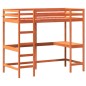 vidaXL Cama alta con escritorio madera maciza pino marrón 90x200 cm