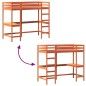 vidaXL Cama alta con escritorio madera maciza pino marrón 90x200 cm