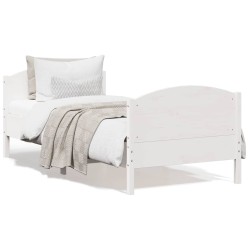 vidaXL Estructura de cama con cabecero madera de pino blanco 100x200cm