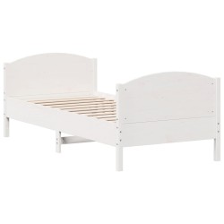 vidaXL Estructura de cama con cabecero madera de pino blanco 100x200cm