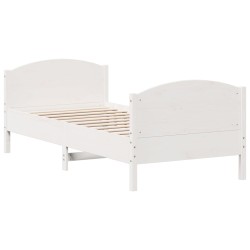 vidaXL Estructura de cama con cabecero madera pino blanco 75x190 cm