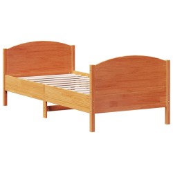 vidaXL Estructura cama con cabecero madera pino marrón cera 75x190 cm