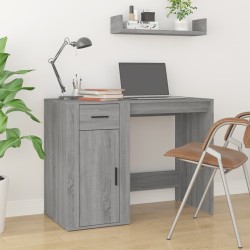 vidaXL Escritorio de madera contrachapada gris Sonoma 100x49x75 cm